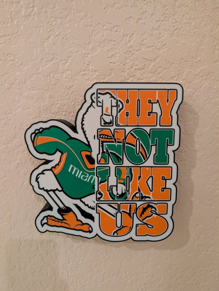 Miami Hurricanes LED Lightbox – “They Not Like Us” App-Controlled USB Sign